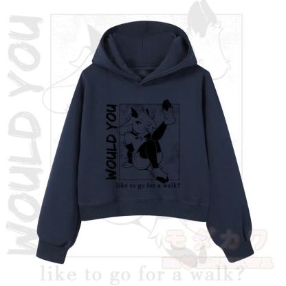 MODAKAWA X zarckets WOULD YOU Fox Graphic Cropped Cotton Hoodie - Navy Blue  - 3XL - image 9