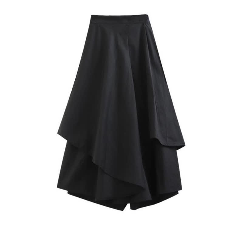 Irregular High Waist Wide Leg Casual Palazzo Pants - Black - 4XL - image 2