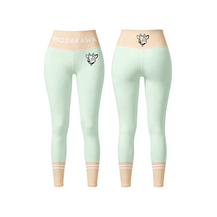 Deer Graphic Sports Bra Top Leggings Modakawa Matching Outfit - Green Leggings - 5XL - image 7