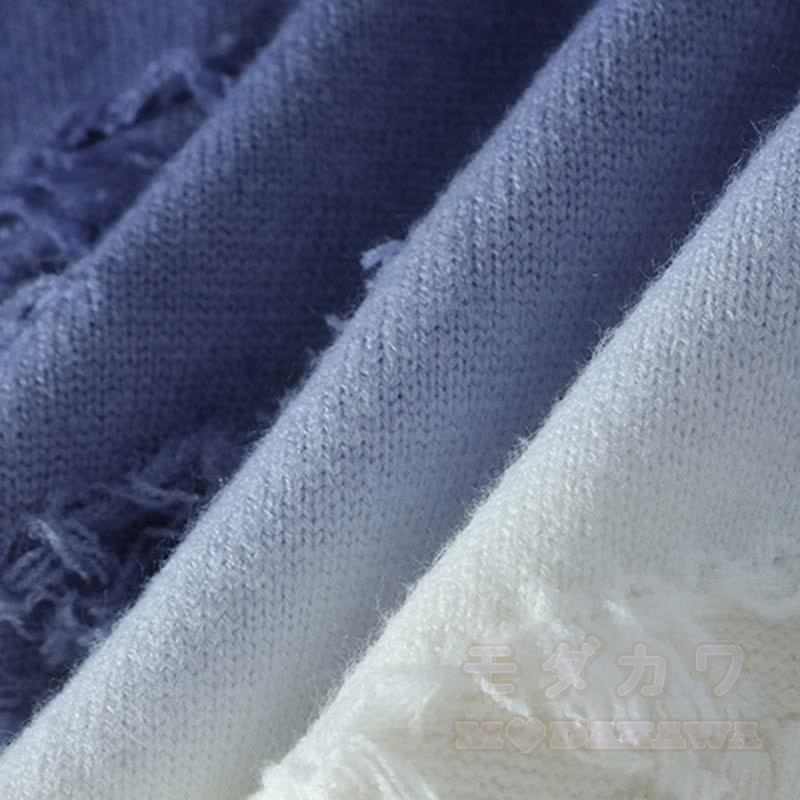 Gradient Knit Ripped Sweater Fleece Lined Pants Two Pieces - image 13