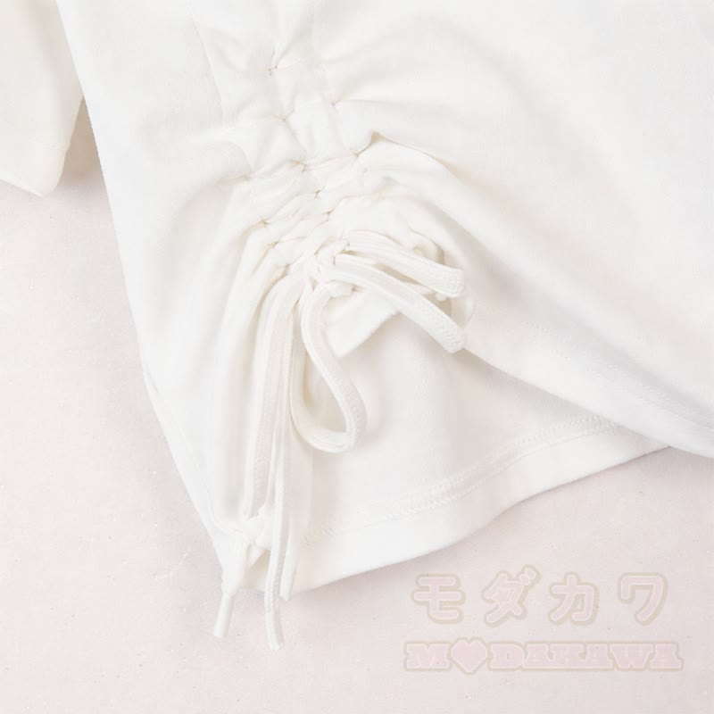 Bear Polo Collar Drawstring Shirt Skirt Matching Outfit - image 4