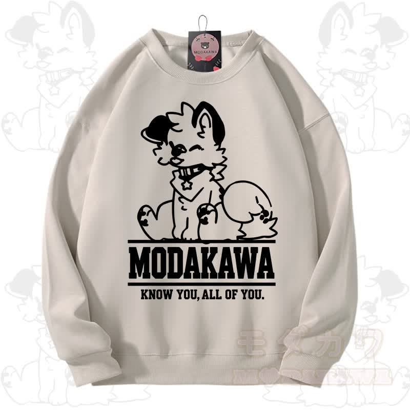 MODAKAWA X popipeko Kawaii Puppy Graphic Unisex Sweatshirt - Cream Gray - 3XL - image 5