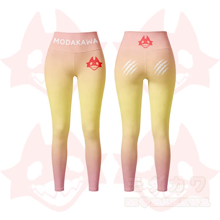 MODAKAWA X TiramisuRat Rat Graphic Gradient Sports Bra Top Leggings Matching Outfit - Yellow Leggings - 5XL - image 8