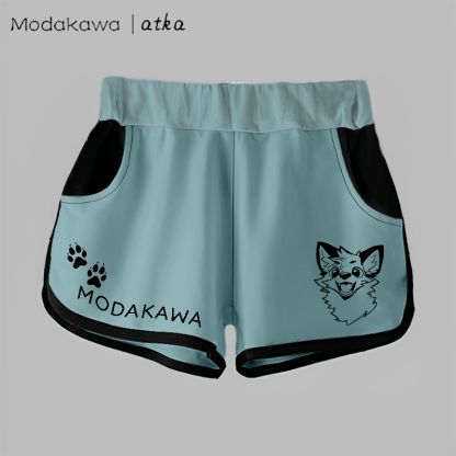 MODAKAWA X atka Fox Print Casual Shorts - Teal - 5XL - image 8