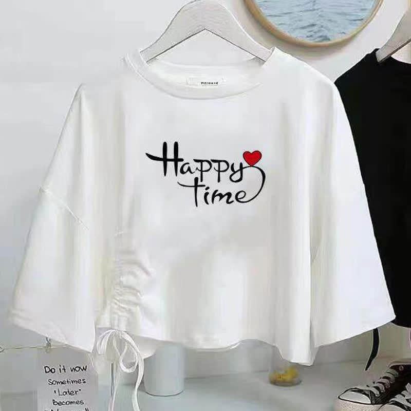  College Style Print Short Sleeve T-shirt Irregular Tulle Skirt Two Pieces Set - Top C - XL - image 13