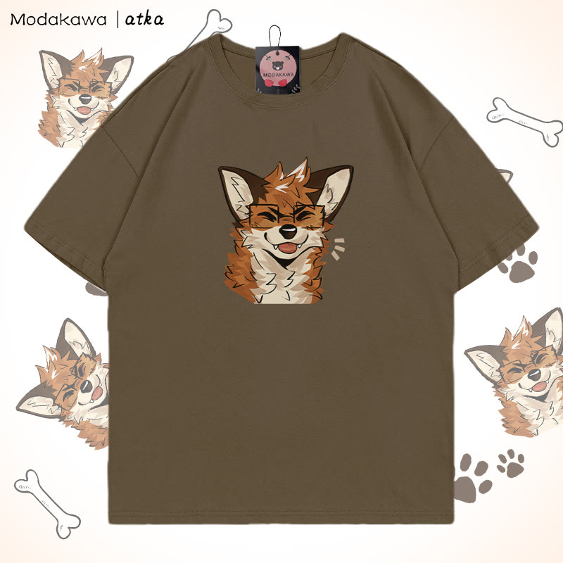 Fox Wearing Glasses Graphic T-shirt - Brown - 5XL - image 5