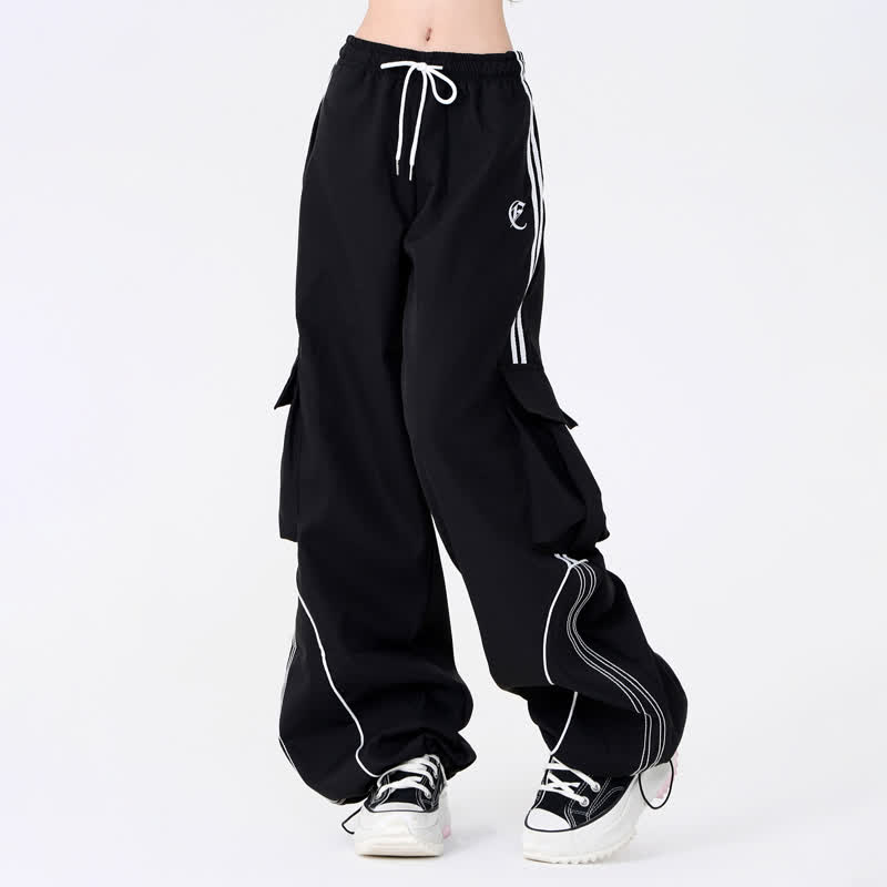 Striped Rabbit Print Hoodie Cargo Wide Leg Pants Two Pieces Set - image 6