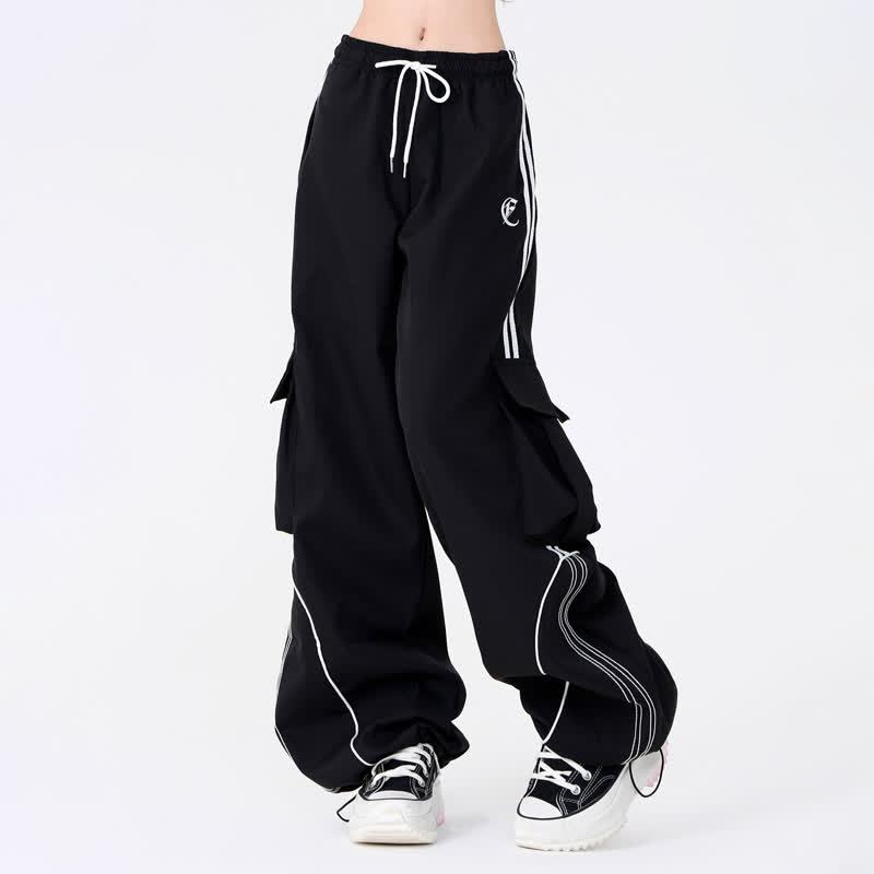 Striped Rabbit Print Hoodie Cargo Wide Leg Pants Two Pieces Set - image 6