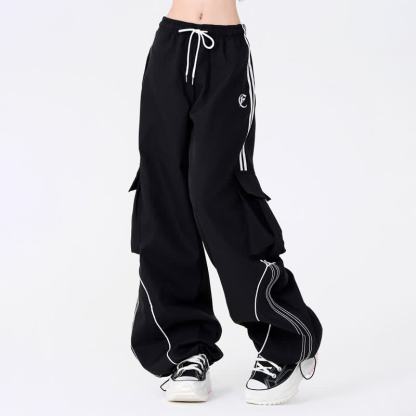 Striped Rabbit Print Hoodie Cargo Wide Leg Pants Two Pieces Set - image 6