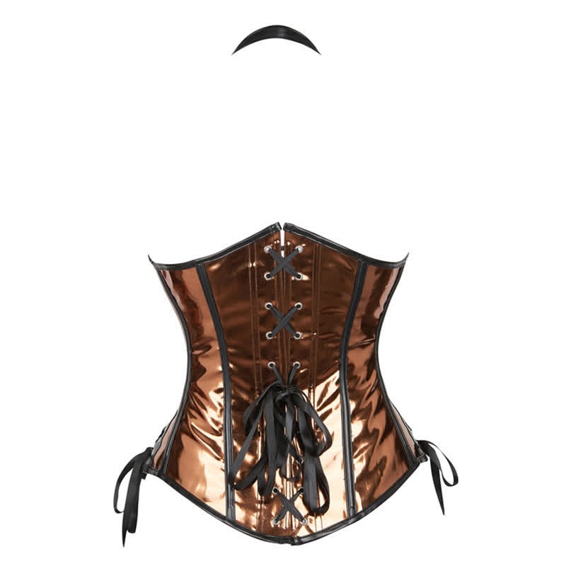 Steampunk Halter Lace Up PU Corset Tops - image 12