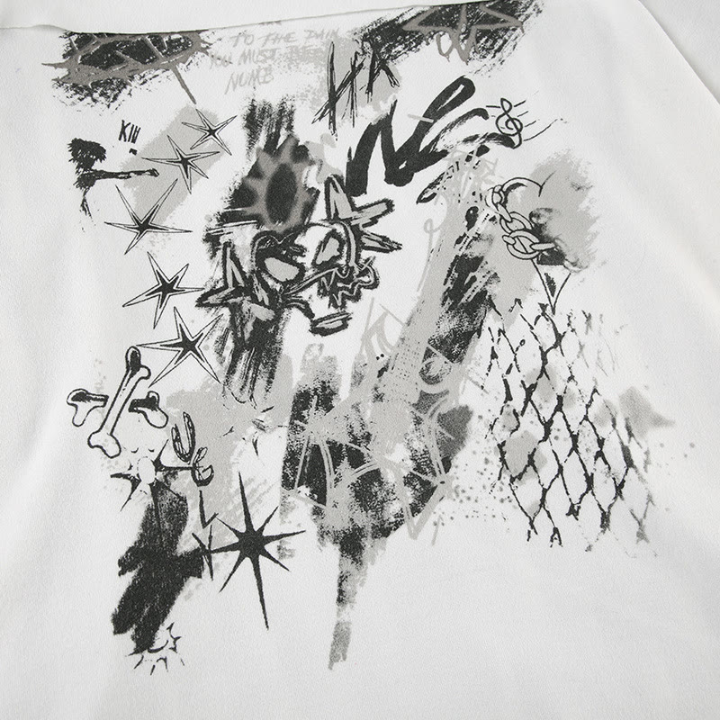 Y2K Graphic Striped Off Shoulder Long Sleeve Top - image 8