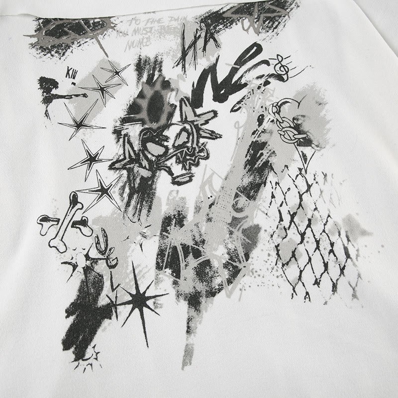 Y2K Graphic Striped Off Shoulder Long Sleeve Top - image 8