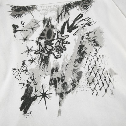 Y2K Graphic Striped Off Shoulder Long Sleeve Top - image 8