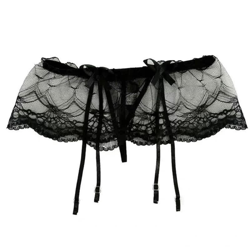 Lace One-Piece Garters Stockings Panty Set - image 14