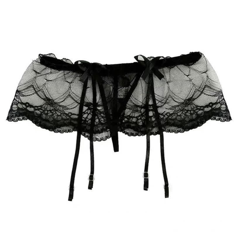 Lace One-Piece Garters Stockings Panty Set - image 14