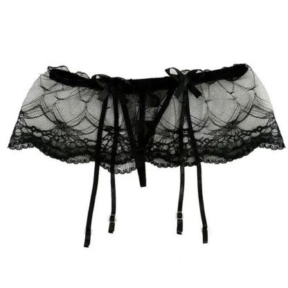 Lace One-Piece Garters Stockings Panty Set - image 14
