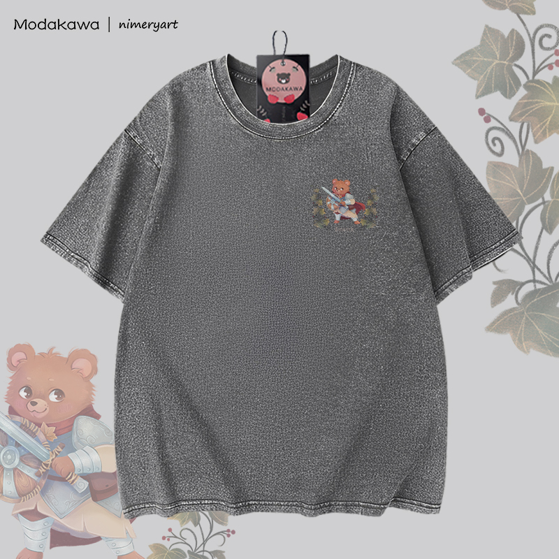 MODAKAWA X nimeryart FIGHTER Bear Graphic Unisex Vintage Washed T-shirt - image 5