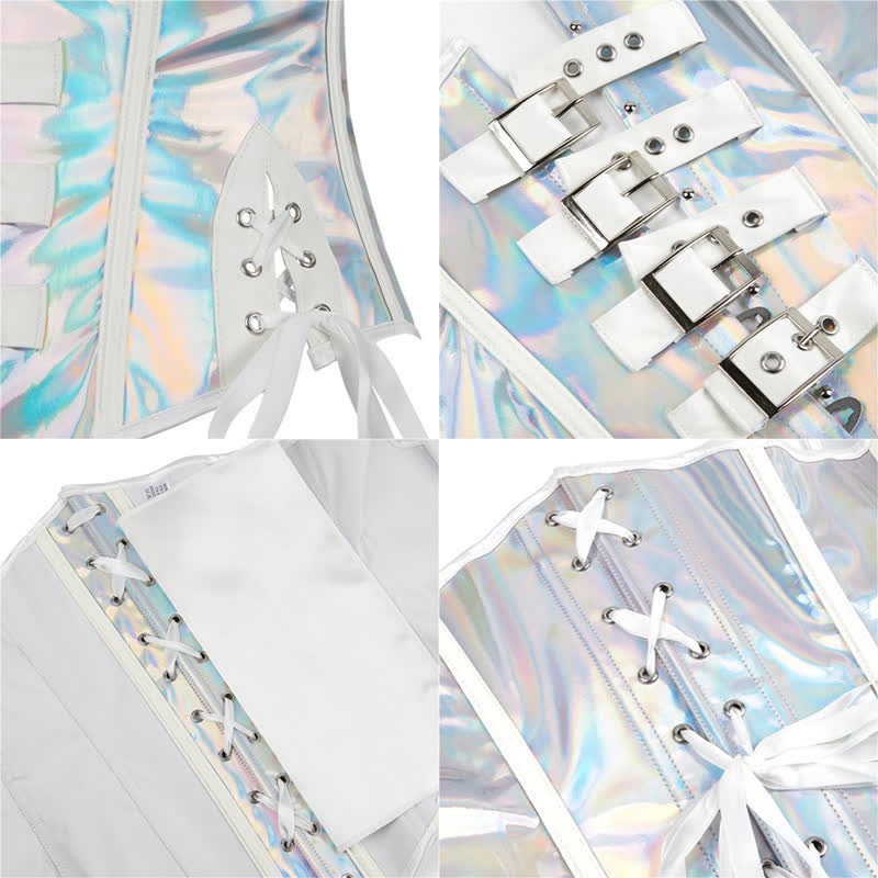 Steampunk Halter Lace Up PU Corset Tops - image 5