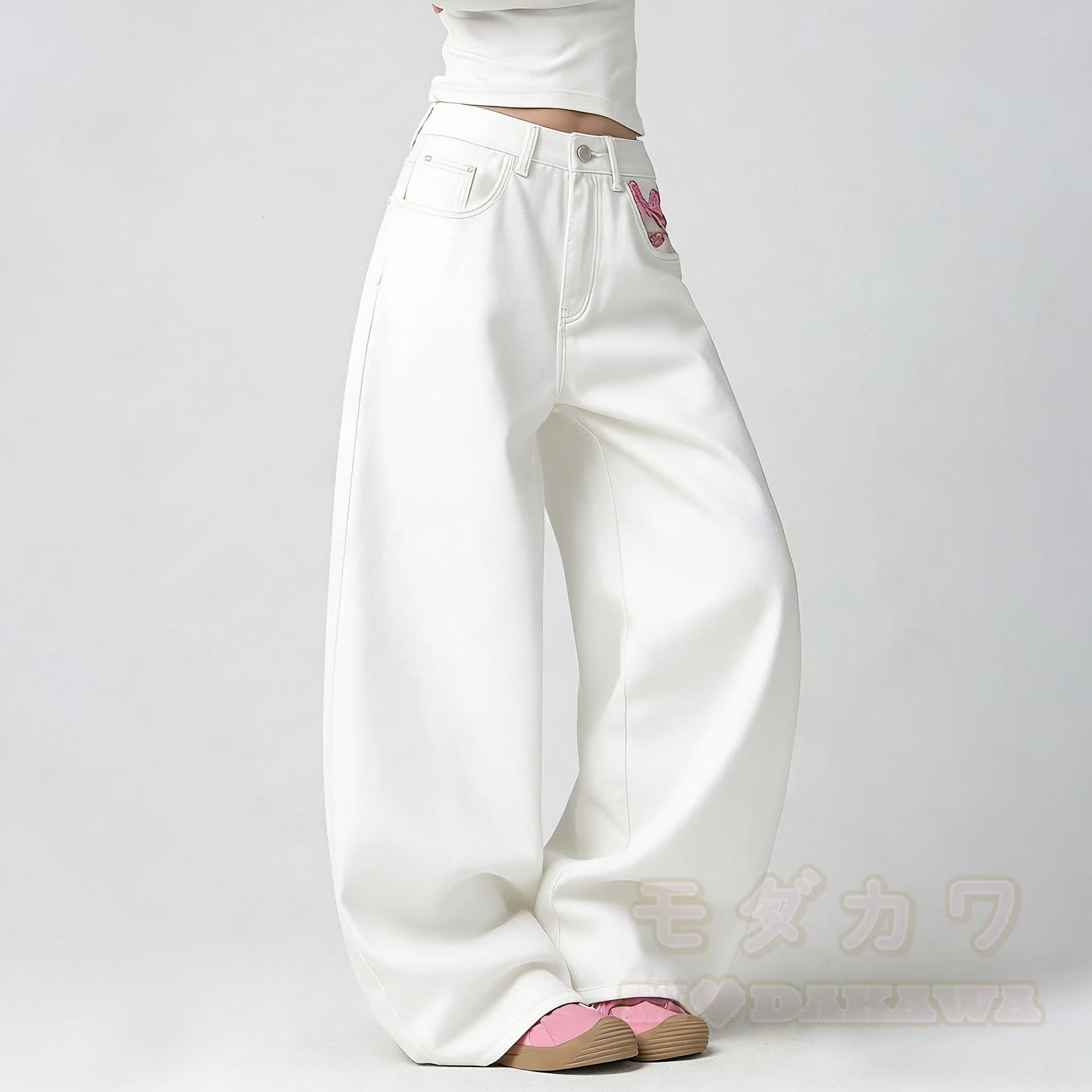 Modern Chinese Inspired Plum Blossom Embroidered Jeans - image 4