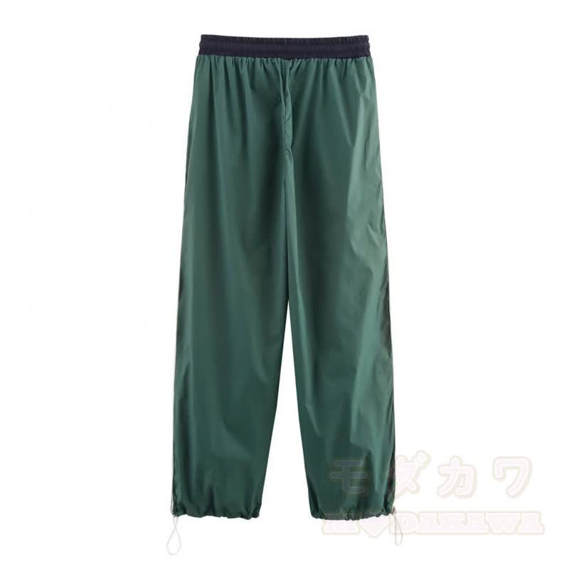 Casual Color Block Zip Up Jacket Drawstring Wide Leg Pants Two Pieces Set - image 10