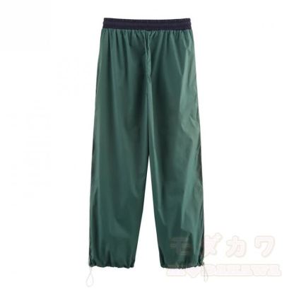 Casual Color Block Zip Up Jacket Drawstring Wide Leg Pants Two Pieces Set - image 10