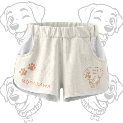 Happy Puppy Graphic Crop Tank Sport Top Shorts Bikini Modakawa Matching Outfit - Beige Shorts - 5XL - image 8