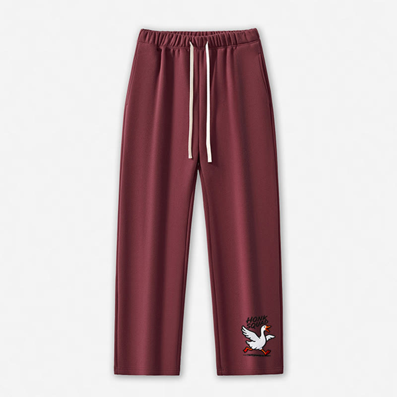 HONK SQUAD Running Goose Graphic Casual Pants - Dark Red - 5XL - image 9