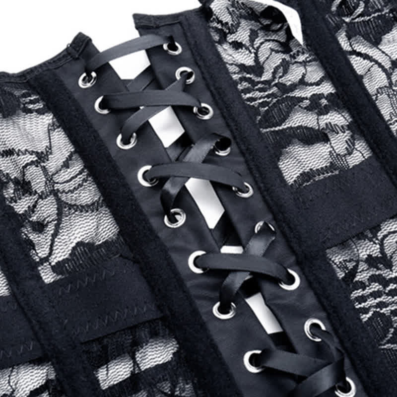 Lace See Through Corset Tops With Garter - image 11