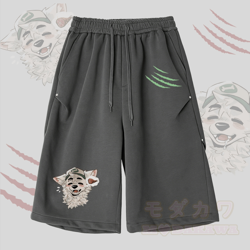 MODAKAWA X atka Fox Wants Meat Graphic Wide Leg Cropped Pants - Dark Grey - 2XL - image 4