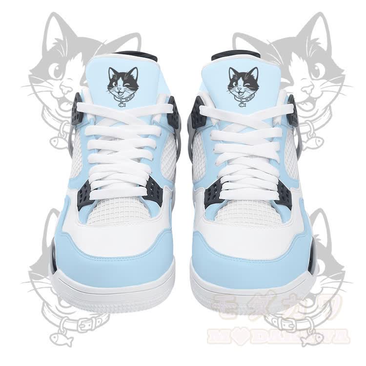 Wink Kitty Graphic Modakawa Lace Up Sports Air Cushion Shoes - Blue - 48 - image 5