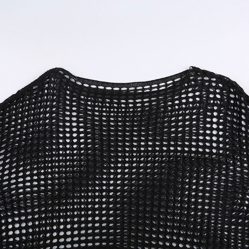 Loose Hollow Out See Through Mesh Crochet Crop Top - image 6