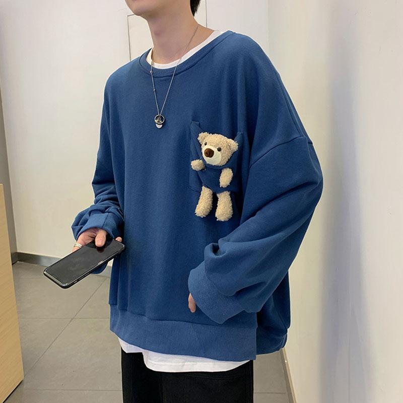 Girlfriend Boyfriend Bear Pocket Sweatshirt - Blue - 2XL - image 8