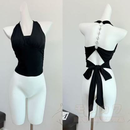 Bow Chain Backless Halter Top - image 11