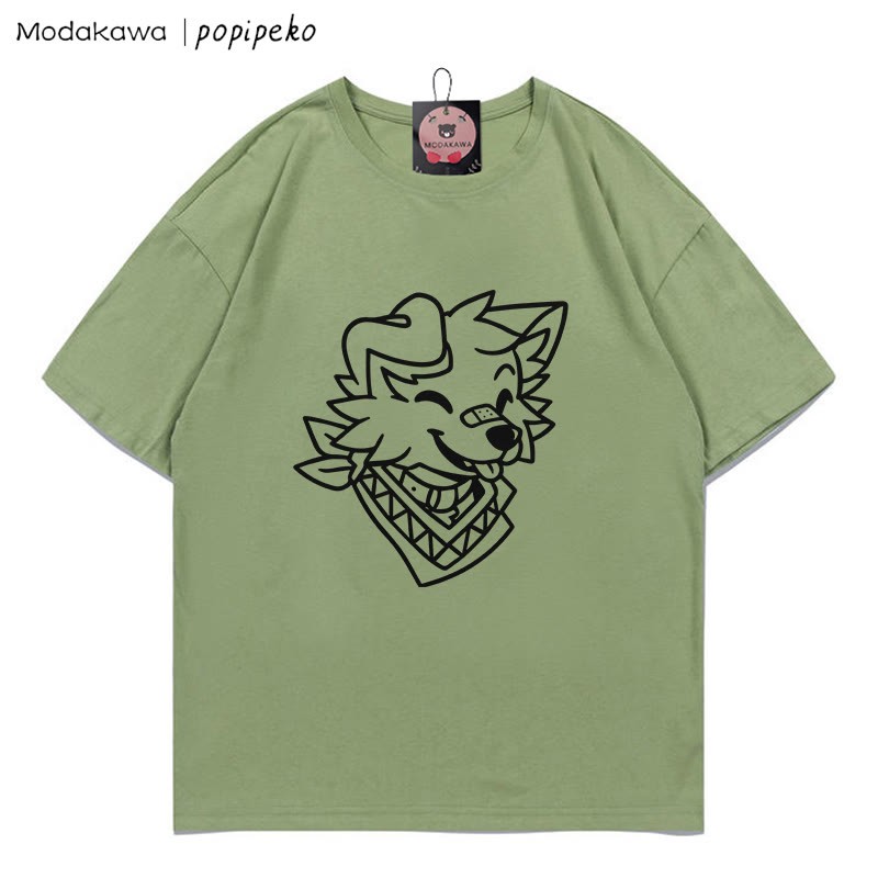 MODAKAWA X popipeko Puppy Print T-shirt - Green - 5XL - image 4