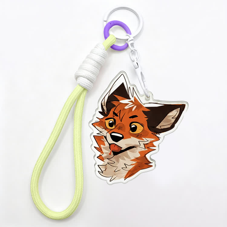 MODAKAWA X atka Tongue Out Fox Keychain Birthday Gift - Green - image 6