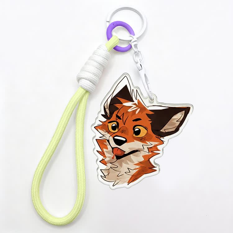 MODAKAWA X atka Tongue Out Fox Keychain Birthday Gift - Green - image 6
