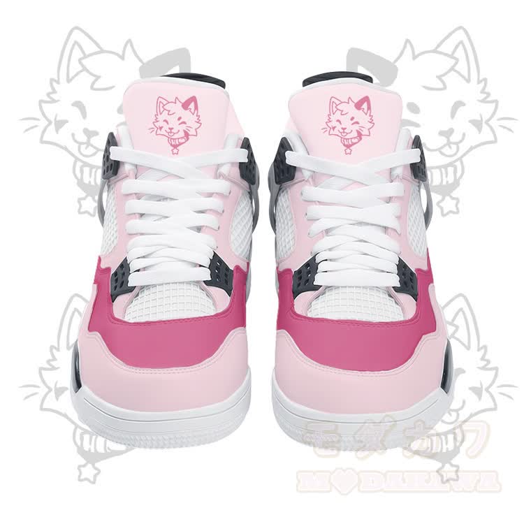 Tongue Out Kitty Graphic Modakawa Lace Up Sports Air Cushion Shoes - Pink - 48 - image 8