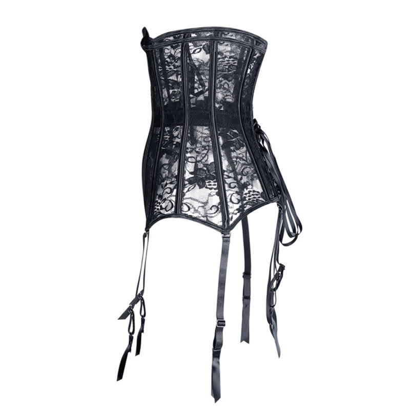 Lace See Through Corset Tops With Garter - image 6