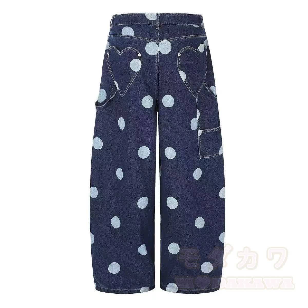 Vintage Large Polka Dot Denim Jeans - image 6