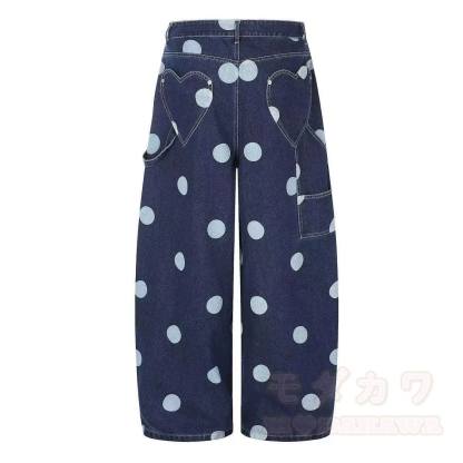 Vintage Large Polka Dot Denim Jeans - image 6