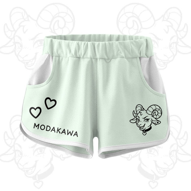 Goat Graphic Crop Tank Sport Top Shorts Modakawa Matching Outfit - Green Shorts - 5XL - image 10