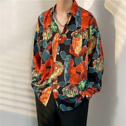 Men's Vintage Print Long Sleeve Button-Up Shirt - Multicolor AF - 3XL - image 33