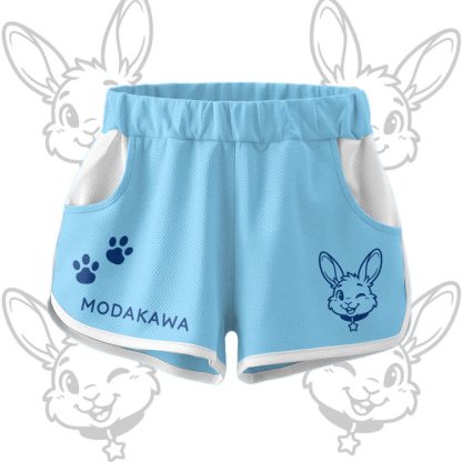 Wink Bunny Graphic Crop Tank Sport Top Shorts Bikini Modakawa Matching Outfit - Blue Shorts - 5XL - image 8