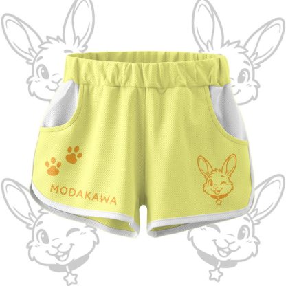 Wink Bunny Graphic Crop Tank Sport Top Shorts Bikini Modakawa Matching Outfit - Yellow Shorts - 5XL - image 9