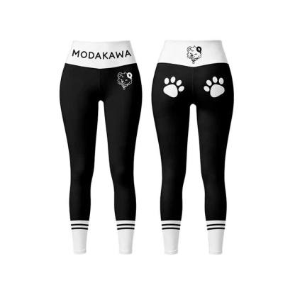 Puppy Graphic Sports Bra Top Leggings Modakawa Matching Outfit - Black Leggings - 5XL - image 9