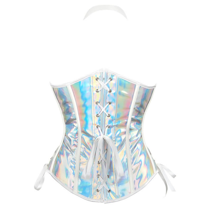 Steampunk Halter Lace Up PU Corset Tops - image 4