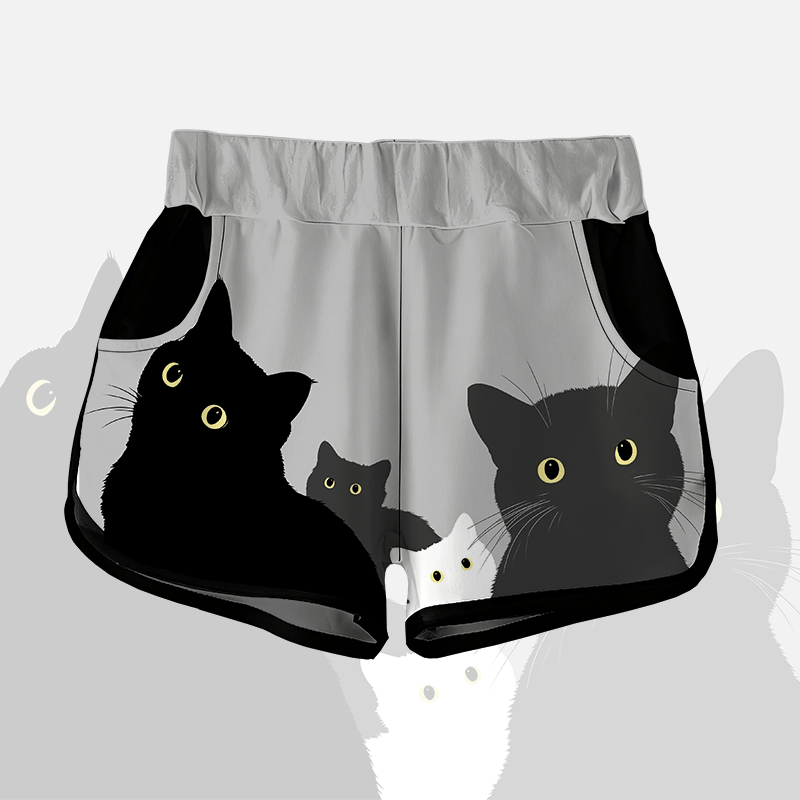 MODAKAWA Curious Cat Graphic Shorts - Grey - 5XL - image 4