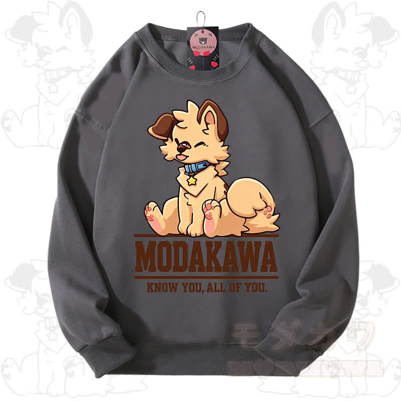 MODAKAWA X popipeko Charming Puppy Graphic Unisex Sweatshirt - Dark Gray - 3XL - image 10