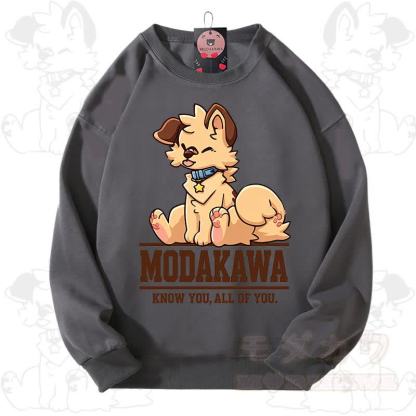 MODAKAWA X popipeko Charming Puppy Graphic Unisex Sweatshirt - Dark Gray - 3XL - image 10