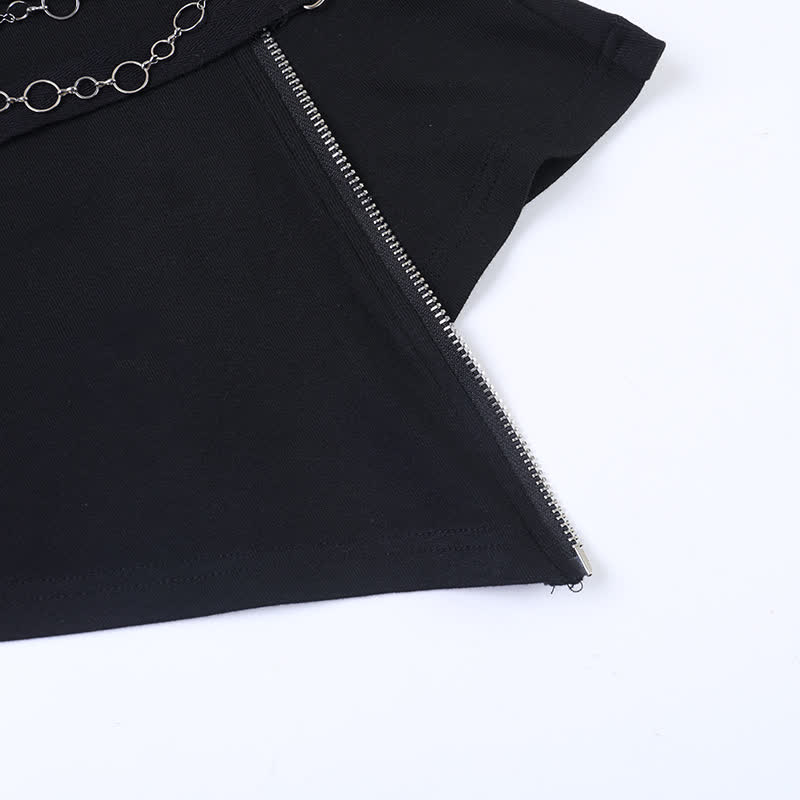 Gothic Draped Collar Sleeveless Top With Metal Chain Decor - image 7